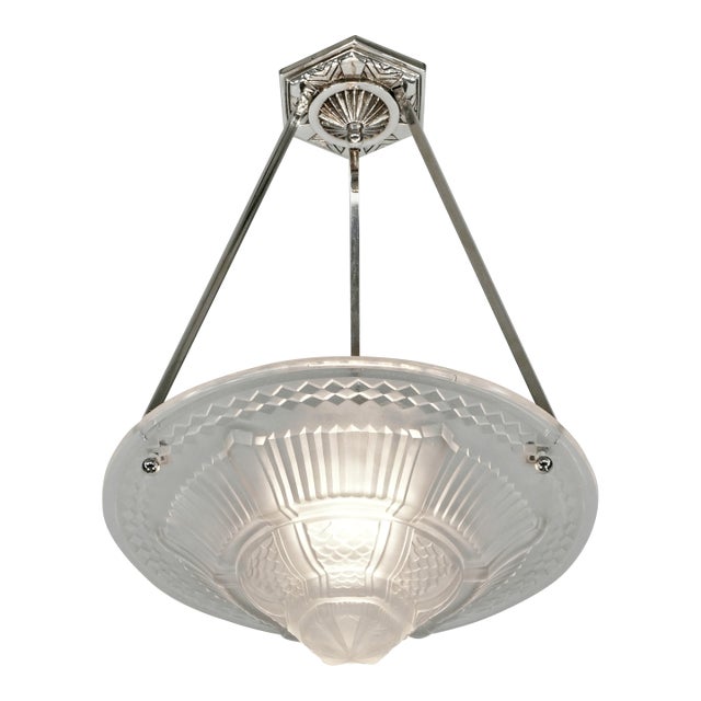French Art Deco Pendant Light by Muller Freres 1930 France - 2 Available For Sale