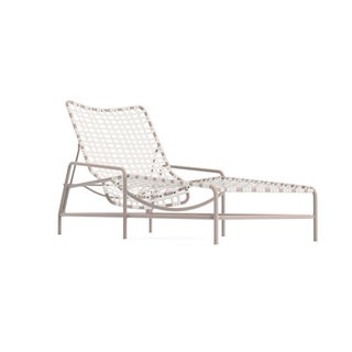 Brown Jordan Kantan Aluminum Chaise Lounge in Blush with White Lite Vinyl Strapping For Sale