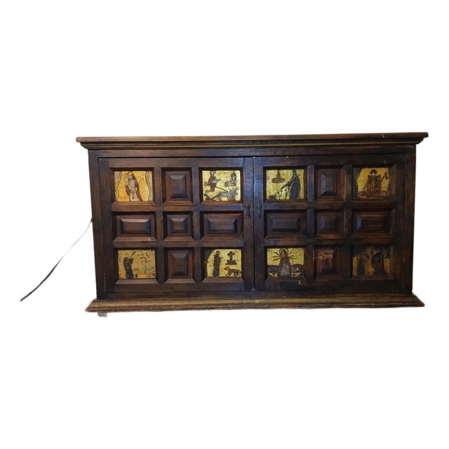 19th Century Antique Hand Painted Spanish Colonial Sideboard For Sale