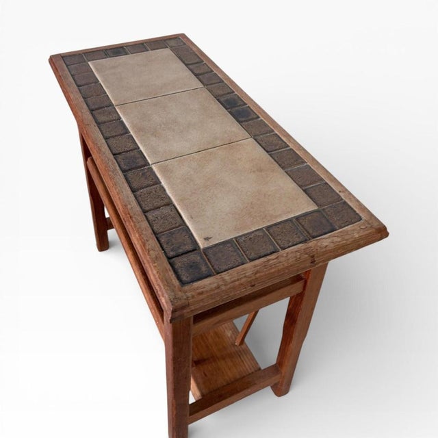 Mid-Century Teak Tiled Side Table with Magazine Rack For Sale - Image 6 of 7