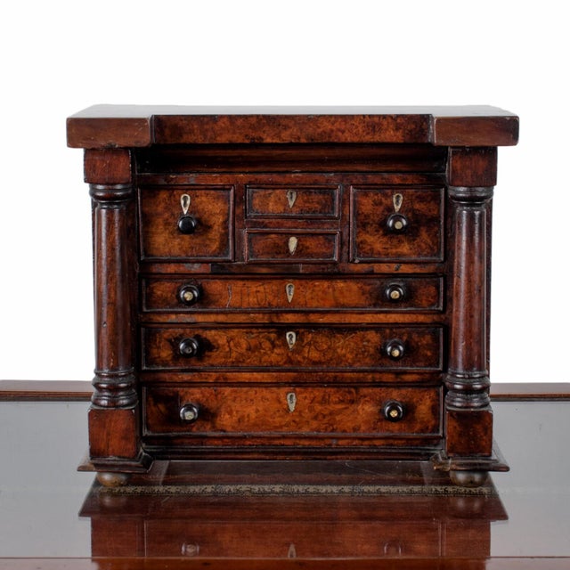English Scottish Miniature Burl Wood Chest of Drawers For Sale - Image 3 of 11