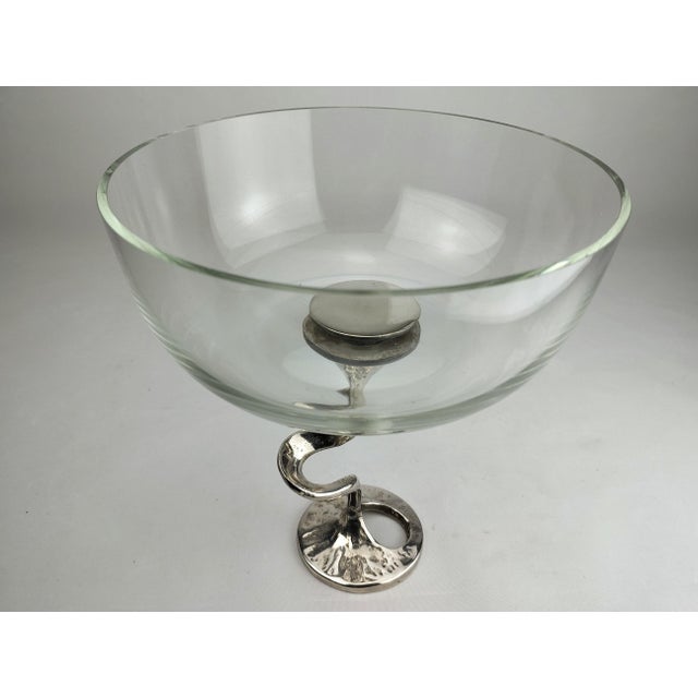 Late 20th Century Mid-Century Glass Bowl with Organically Shaped Metal Base by Kurt Jesch for Amadeo / Fratelli Tonini, 1970 For Sale - Image 5 of 12