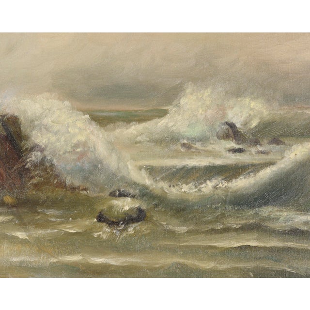 American Early 20th Century Original Paining Stormy Seascape For Sale - Image 3 of 11
