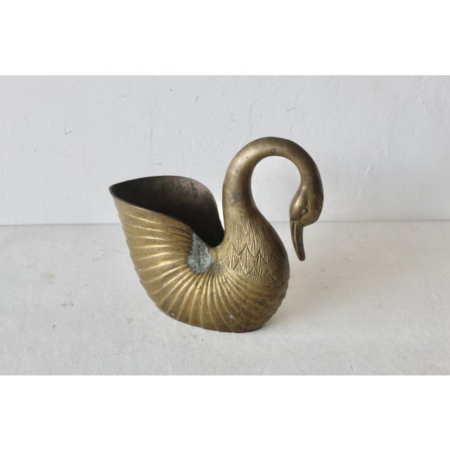 1970s 1970s Brass Swan Planter With Patina For Sale - Image 5 of 7
