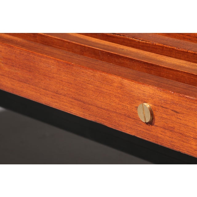 Black Teakwood and Metal Bench, Italy, 1970s For Sale - Image 8 of 11