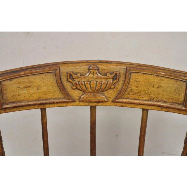 Antique Italian Neoclassical Style Carved Arrow Walnut Low Boudoir Slipper Chair For Sale - Image 12 of 12