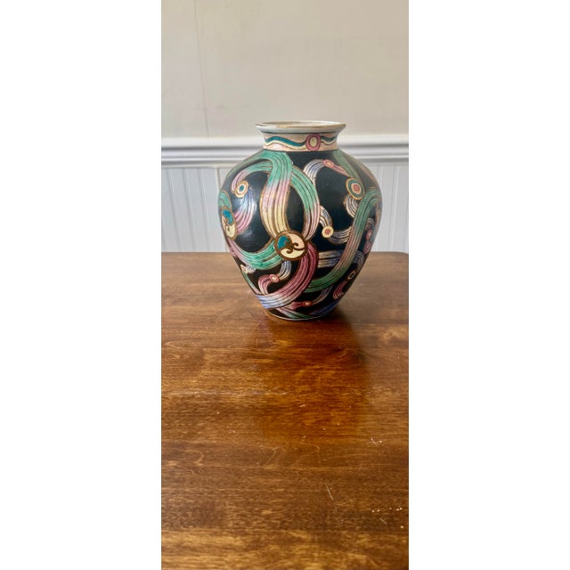 Teal Mid 20th Century Macau Ribbon Vase For Sale - Image 8 of 12