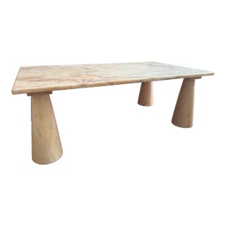 1990s Bianco Rosa Portugallo Marble Coffee Table With Conical Legs | Mangiarotti Style | Vintage For Sale