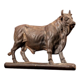 Early 20th Century Cast Iron Butcher Shop Bull Finial For Sale