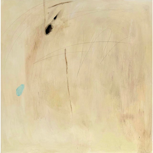 Minimalist Abstract Oil Painting Neutral Contemporary Wall Art Ivory Textured Canvas For Sale