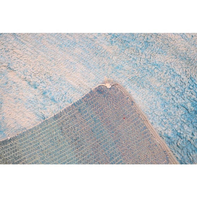 Early 20th Century Vintage Sky Blue Moroccan Square Rug - 7' x 8'3" For Sale - Image 5 of 12