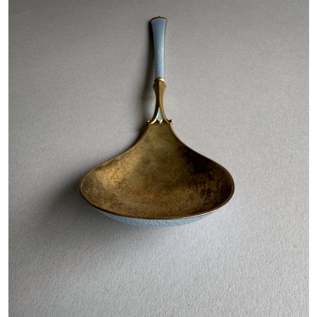 Mid 20th Century Mid 20th Century David Andersen Oslo Norway Sterling Silver Gilt Blue Guilloche Enamel Large Serving Spoon, Post-1940 For Sale - Image 5 of 12