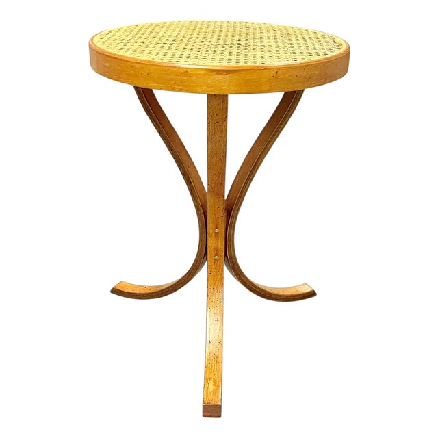 Vintage Thonet Style Bentwood Cocktail Table With Caned Top For Sale