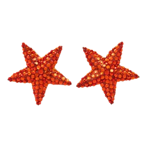 Richard Kerr Neon Orange Star Jeweled Pair of Clip Earrings
