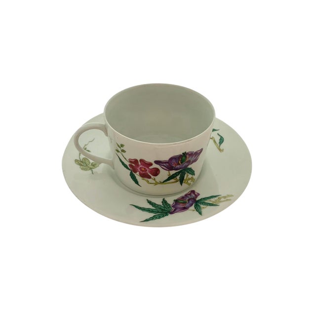 French Late 20th Century Limoges Tea Set 4 Cup and Saucer Porcelain Floral Design French Collectibles - 8 pcs For Sale - Image 3 of 6