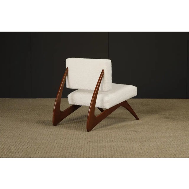 White Brazilian Modern Sculptural Rosewood and White Bouclé Lounge Chair, 1960s For Sale - Image 8 of 16