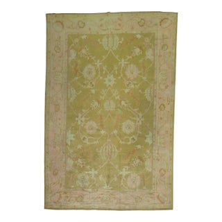 19th Century Light Green Antique Oushak Rug - 6'3" x 9' For Sale