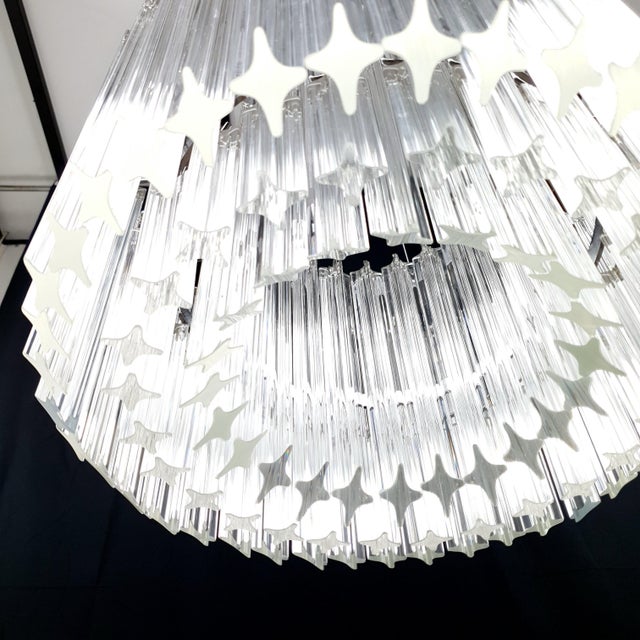 Vintage Round Chandelier with Handmade Murano Glass and Crystal Quadrihedrons, Italy, 1971 For Sale - Image 6 of 18