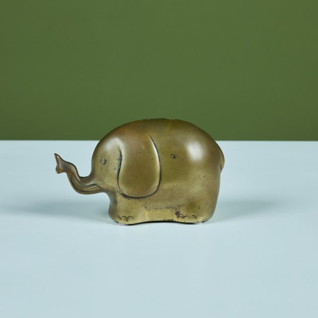 Brass Elephant Piggy Bank For Sale - Image 4 of 12