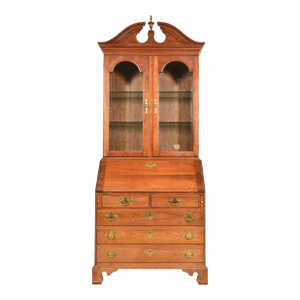 L. & J. G. Stickley Georgian Cherry Wood Bureau With Drop Front Secretary Desk and Bookcase Hutch