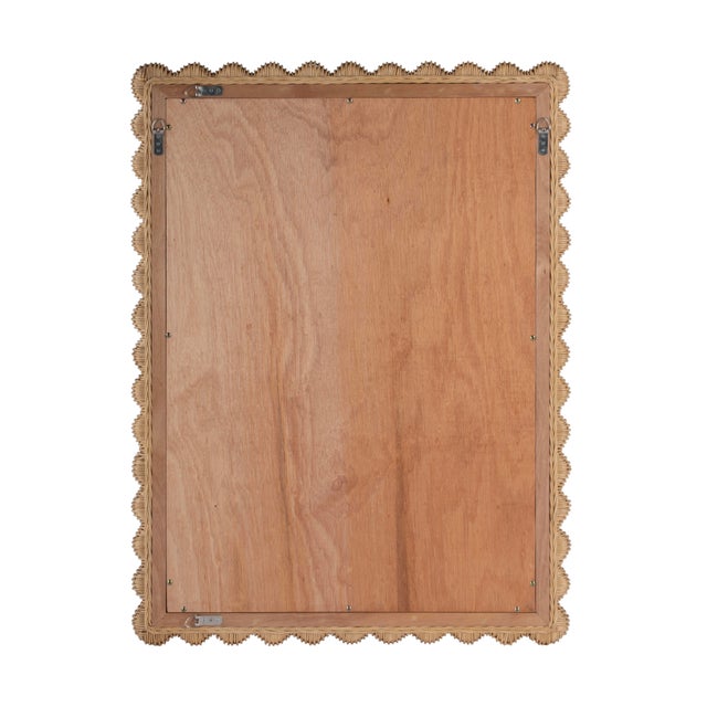 Flora 30 in. W x 40 in. H Rectangular Rattan Scalloped Edge Wall Mirror, Natural Rattan For Sale In Chicago - Image 6 of 7