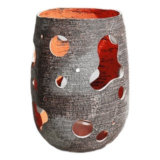 Black Stone Wide Candle Lantern - Ember Series For Sale