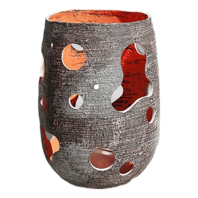 Black Stone Wide Candle Lantern - Ember Series For Sale