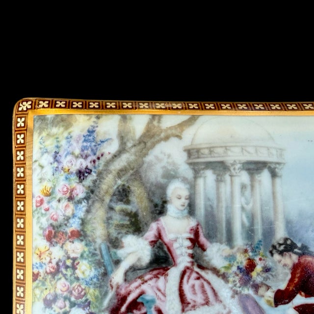 Vintage French Ceramic Hand Painted Porcelain Lidded Box For Sale - Image 4 of 9