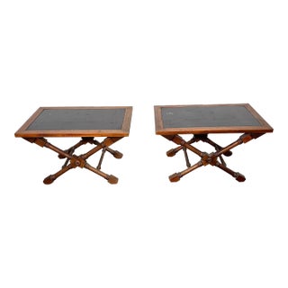 Late 20th Century Isiah L. Jefferson Nautical Slate Side Tables - Set of 2 For Sale