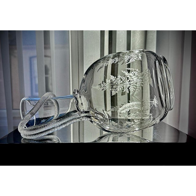 Victorian Etched Glass Amphora Jug with Serpent Handle, 1880s For Sale - Image 11 of 18
