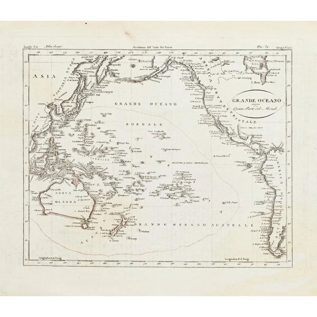 Ancient Map of Oceania - Original Etching - 19th century 19th Century For Sale