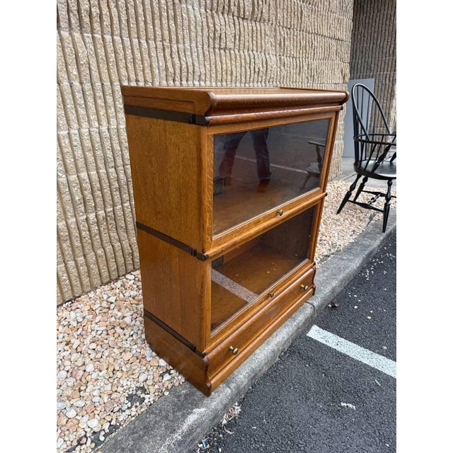 Traditional Early 20th Century Globe -Wernicke Antique Tiger Oak Two Stacking Bookcase For Sale - Image 3 of 15