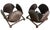 Striking pair of vintage cast metal candle holders featuring a sculptural shell motif within a geometric cube form. The...