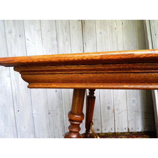 1920's Oak & Gilded Iron Parlor Table For Sale In Columbus - Image 6 of 9