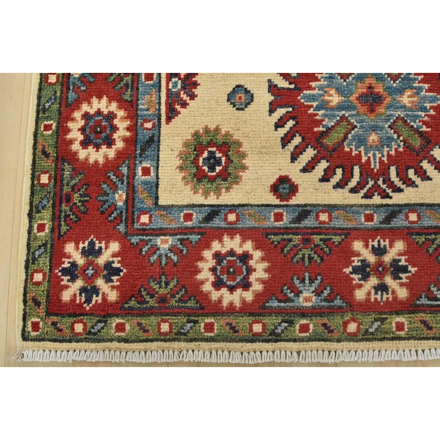 Kazak Runner 2’7” X 6’2” Red Wool Tribal Hand-Knotted Oriental Rug For Sale - Image 9 of 12
