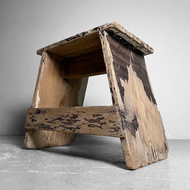 1950s Vintage Wooden Stool, Japan, 1950s For Sale - Image 5 of 14