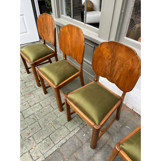 1920s Art Deco Walnut Dining Chairs - Set of 4 For Sale In Birmingham - Image 6 of 9