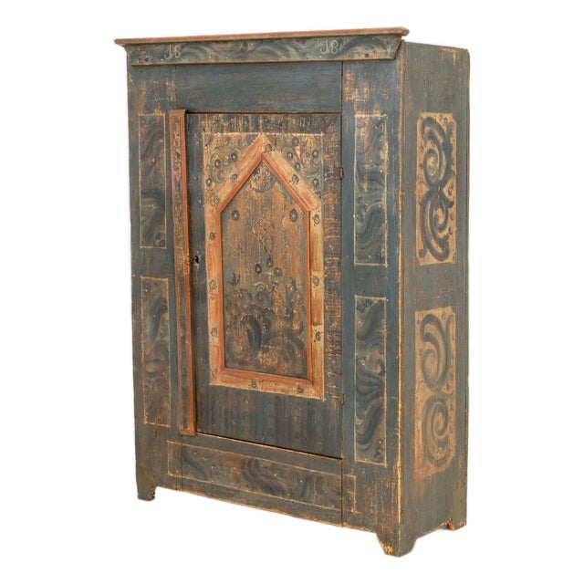 European Polychromed Pine Wardrobe, 19th Century For Sale