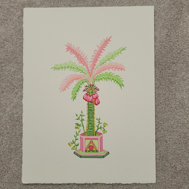 Palm Trees Modern Botanicals Paintings on Paper by Cynthia Geyer For Sale - Image 4 of 8