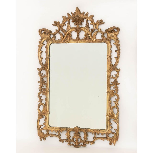 Gold Rococo Style Silvered & Gilt Framed Mirrors, Pair For Sale - Image 8 of 13