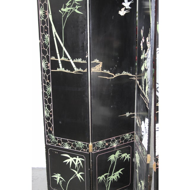 Vintage Six-Paneled Double-Sided Japanese Room Divider Screen For Sale - Image 11 of 18