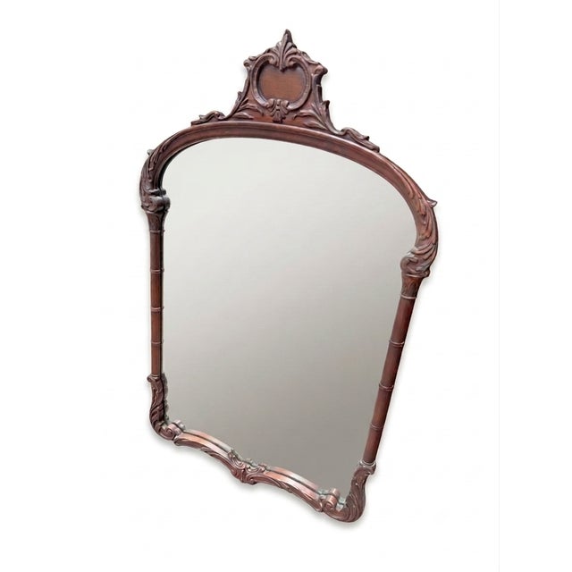 Vintage French Rococo / Louis XV Style Vintage Carved Mahogany Wall Mirror For Sale