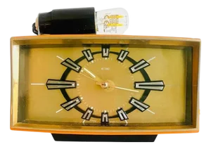 Mid-Century Alarm Clock Orange Gold with Light from Metamec, 1950s