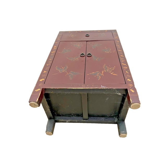 1960s Mid Century Chinese Console Cabinet One Drawer Chinoiserie Hand Painted For Sale - Image 12 of 12