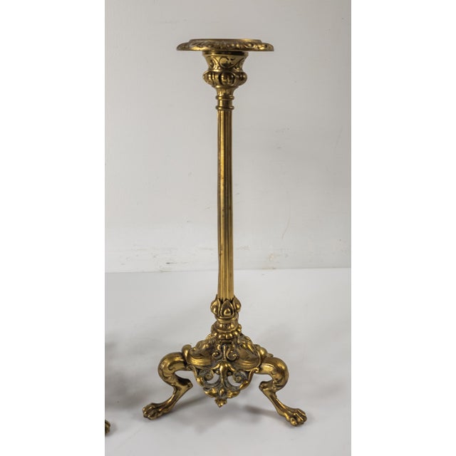 Early 20th Century Pair of French Art Nouveau Bronze Candlesticks by Victor Paillard Paris For Sale - Image 4 of 14