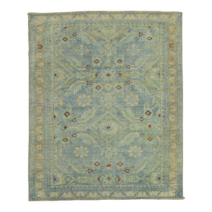 Zabihi Collection Powder Blue Persian Malayer Square Mini Rug
