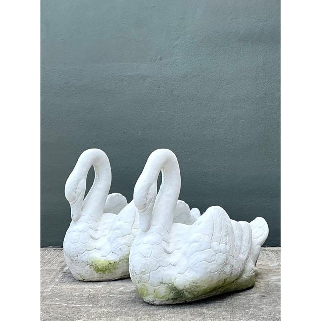 Vintage Cast Concrete Swan Planters - Pair For Sale - Image 12 of 12