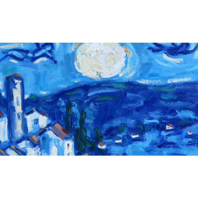 Contemporary Original Oil Moonscape Chagall Inspired For Sale - Image 3 of 9