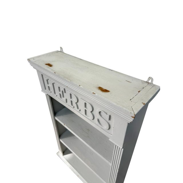 White Vintage Herb Spice Rack in Wood For Sale - Image 8 of 12