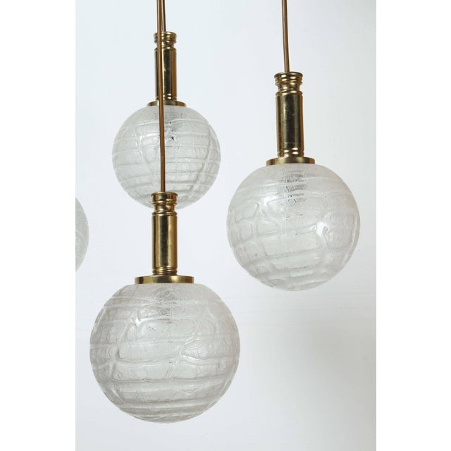Metal 1960s Brass Four Globe Pendant Light by Doria For Sale - Image 7 of 11